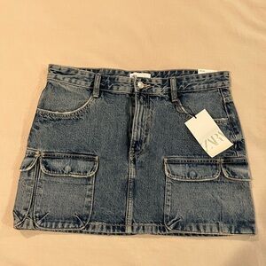 Zara denim cargo skirt